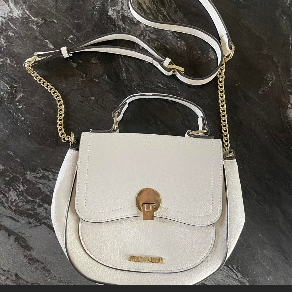 Steve Madden White Crossbody Bag with Gold Chain